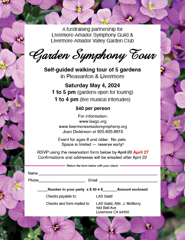 flyer - get tickets for our Garden Symphony Tour on 5/4/24
