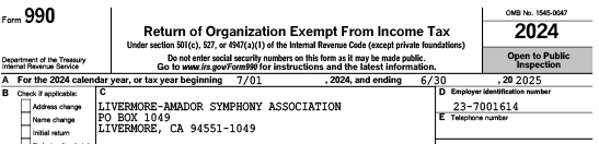 LAS Form 990 header, fiscal year 2024