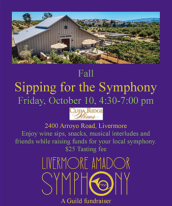 flyer for Sipping for the Symphony at Cuda Ridge Wines 10/10/25