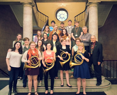 Williams and horn students at Eastman in 2015